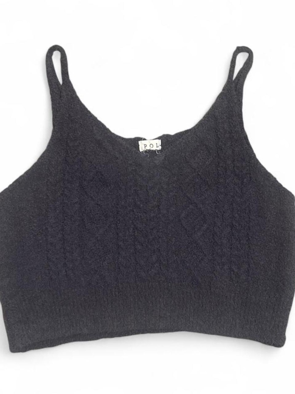 Gray Knit Cropped Tank Top